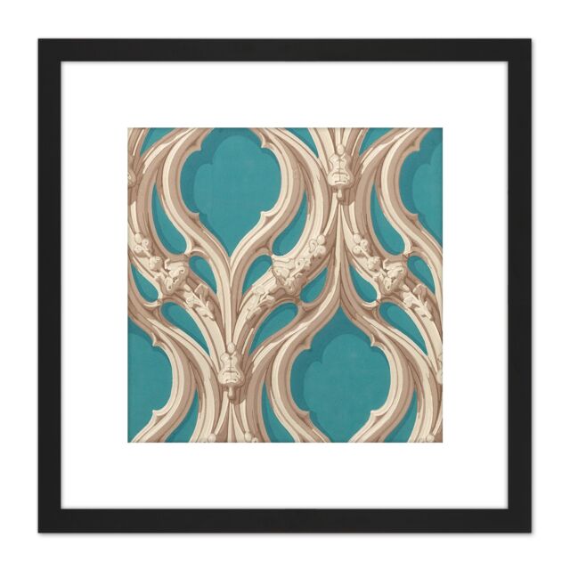 Artery8 Benedetto Pastorini Gothic Decor Design 8X8 Inch Square Wooden Framed Wall Art Print Picture with Mount in Black