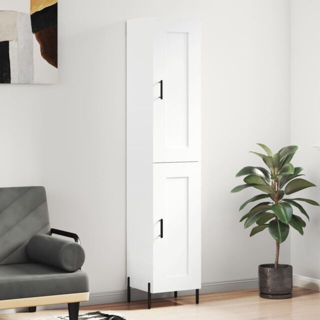 Berkfield Home Highboard White 34.5x34x180 cm Engineered Wood - image 1