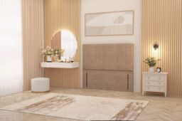 "Somnior Austin Plush Velvet 54"" Floor Standing Upholstered Divan Headboard in Beige - Size: Double" - thumbnail 2