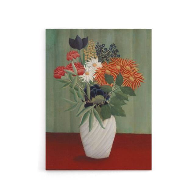 "Artery8 Flower Bouquet China Asters Rousseau Vintage Canvas Wall Art - Size: W24"" x H32""" - image 1