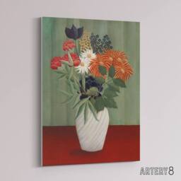 "Artery8 Flower Bouquet China Asters Rousseau Vintage Canvas Wall Art - Size: W24"" x H32""" - thumbnail 2