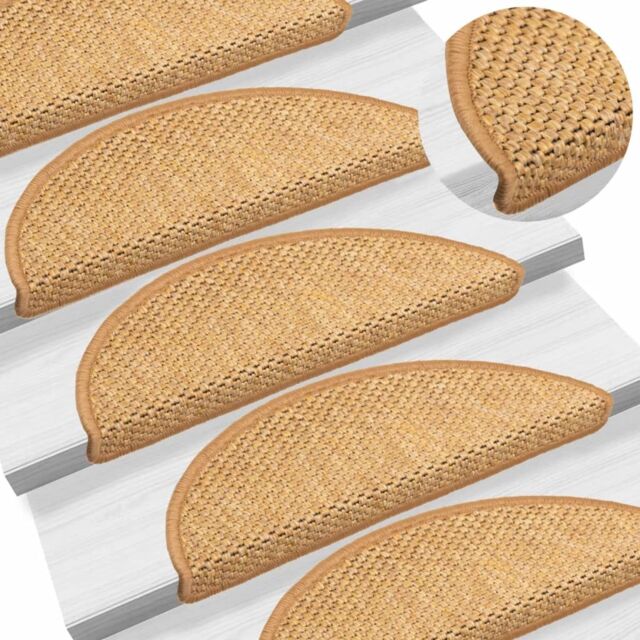 Berkfield Home Stair Mats Self-adhesive Sisal-Look 15 pcs 56x17x3 cm Sisal in Orange - Size: Medium - image 1