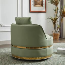 Matteo 360° Swivel Barrel Chair - Gold Trim - Modern Accent Chair in Green - thumbnail 2
