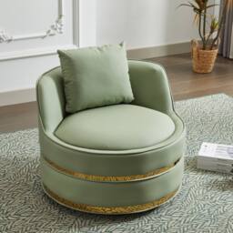 Matteo 360° Swivel Barrel Chair - Gold Trim - Modern Accent Chair in Green - thumbnail 3