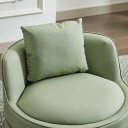 Matteo 360° Swivel Barrel Chair - Gold Trim - Modern Accent Chair in Green - thumbnail 7
