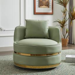 Matteo 360° Swivel Barrel Chair - Gold Trim - Modern Accent Chair in Green - thumbnail 5