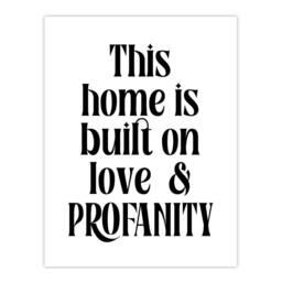 "Artery8 Home Built On Love & Profanity Cheeky Funny Wall Art Print in White - Size: W12"" x H16""" - thumbnail 1