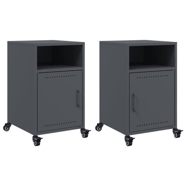 Berkfield Home Bedside Cabinets 2 pcs Anthracite 36x39x59 cm Steel in Dark Grey - Size: 36 x 39 x 59 cm - image 1