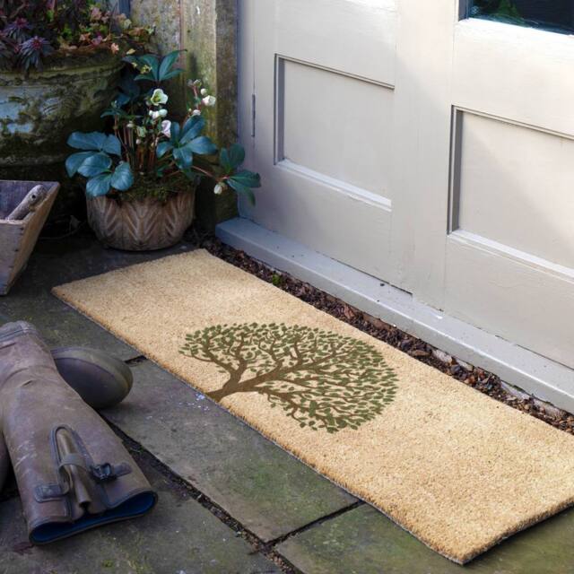 Artsy Mats Tree of Life Coir Doormat (120 x 40cm) in Natural - Size: 40 cm x 120 cm