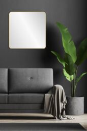 nielsen Archer Metal Square Wall Mirror Large 80Cm in Gold - thumbnail 2