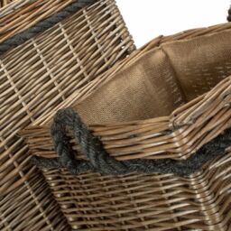 Red Hamper Set of 3 Antique Wash Square Storage Log Basket in Light Brown - thumbnail 5