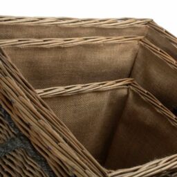 Red Hamper Set of 3 Antique Wash Square Storage Log Basket in Light Brown - thumbnail 6