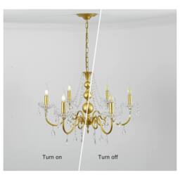 NIVOR 6-Light K9 Crystal Candle Vintage Elegance Chandelier Adjustable Gold in Metallic Gold - thumbnail 5