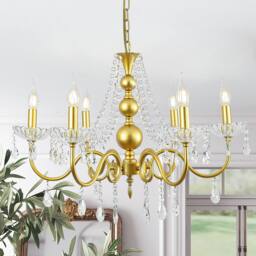 NIVOR 6-Light K9 Crystal Candle Vintage Elegance Chandelier Adjustable Gold in Metallic Gold - thumbnail 1