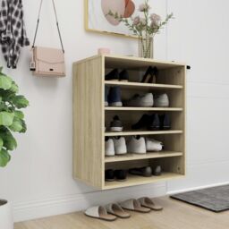 Berkfield Home Shoe Cabinet Sonoma Oak 60x35x70 cm Engineered Wood in Brown - Size: 60 x 35 x 70 cm - thumbnail 3