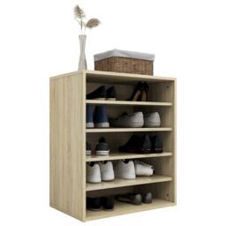Berkfield Home Shoe Cabinet Sonoma Oak 60x35x70 cm Engineered Wood in Brown - Size: 60 x 35 x 70 cm - thumbnail 4