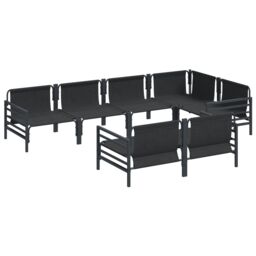 Berkfield Home Garden Sofa Set with Cushion with Pillow 7 pcs Anthracite Steel & Fabric - thumbnail 6