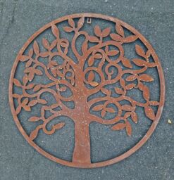 Inspirational Gifting Rustic Round Steel Metal Garden Tree Wall Plaque 60cm Diameter in Brown - thumbnail 3