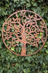 Inspirational Gifting Rustic Round Steel Metal Garden Tree Wall Plaque 60cm Diameter in Brown - thumbnail 2