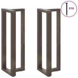 Berkfield Home Bar Table Legs T-Shaped¬†2 pcs Natural Steel 50x35x(110-111) cm Steel in Black - thumbnail 3