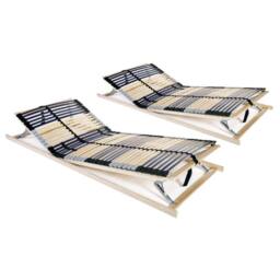 Berkfield Home Slatted Bed Bases 2 pcs with 42 Slats 7 Zones 90x200 cm in Light Tan - thumbnail 2