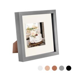 "Nicola Spring 3D Box Photo Frame - 8 x 8"" with 4 x 4"" Mount - Black Mount in Grey" - thumbnail 1