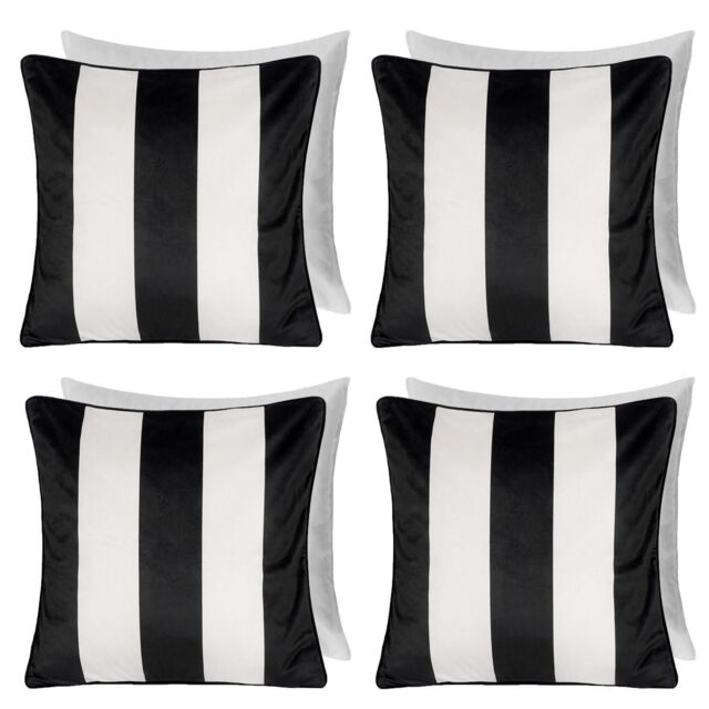 OHS 4 Pack Stripe Matte Velvet Filled Cushion Covers in White - Size: 45 cm x 45 cm - image 1