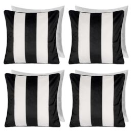 OHS 4 Pack Stripe Matte Velvet Filled Cushion Covers in White - Size: 45 cm x 45 cm