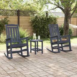 Berkfield Home Garden Rocking Chairs 2 pcs Navy Blue 70x92x107.5 cm HDPE - thumbnail 3