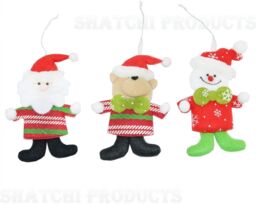 Shatchi 3pcs Handmade Novelty Christmas Tree Hanging Xmas Home Decor Stocking Fillers Santa Snowman Reindeer Teddy - thumbnail 2