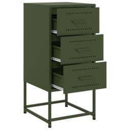 Berkfield Home Bedside Cabinets 2 pcs Olive Green 36x39x78 cm Steel - Size: 36 x 39 x 78 cm - thumbnail 9