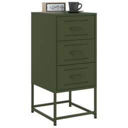 Berkfield Home Bedside Cabinets 2 pcs Olive Green 36x39x78 cm Steel - Size: 36 x 39 x 78 cm - thumbnail 3