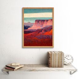 "Artery8 Wall Art Print Modern Abstract Grand Canyon Style Arizona Landscape Painting Art Framed in Light Oak - Size: W12"" x H16""" - thumbnail 2