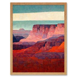 "Artery8 Wall Art Print Modern Abstract Grand Canyon Style Arizona Landscape Painting Art Framed in Light Oak - Size: W12"" x H16""" - thumbnail 1
