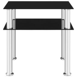 Berkfield Home Side Table Black 45x50x45 cm Tempered Glass - Size: 45 x 50 x 45 cm - thumbnail 3