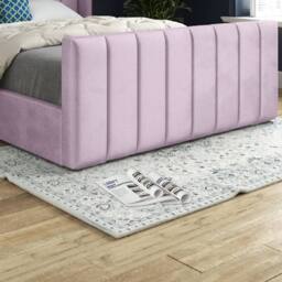 KDMD Strumpshaw Winged Upholstered Pink Soft Velvet Designer Bed Frame - Size: Small Single - thumbnail 6