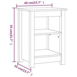 Berkfield Home Beautiful Bedside Cabinet Grey 40x35x55 cm Solid Wood Pine - Size: 40 x 35 x 55 cm - thumbnail 6
