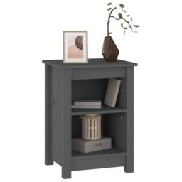 Berkfield Home Beautiful Bedside Cabinet Grey 40x35x55 cm Solid Wood Pine - Size: 40 x 35 x 55 cm - thumbnail 5
