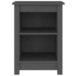 Berkfield Home Beautiful Bedside Cabinet Grey 40x35x55 cm Solid Wood Pine - Size: 40 x 35 x 55 cm - thumbnail 1