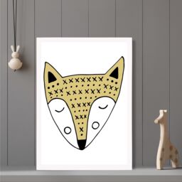ARTZE Cute Yellow Fox Scandi Animal Framed Print SIZE: A3 with White Frame - thumbnail 2