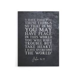 "Artery8 John 16 33 Peace Take Heart I Have Bible Quote Canvas Wall Art Print in Grey - Size: W24"" x H32""" - thumbnail 1
