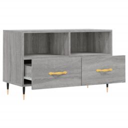 Berkfield Home TV Cabinet Grey Sonoma 80x36x50 cm Engineered Wood - Size: 80 x 36 x 50 cm - thumbnail 6