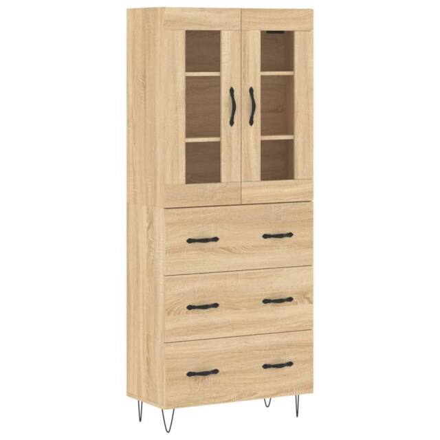 Berkfield Home Highboard Sonoma Oak 69.5x34x180 cm Engineered Wood in Tan - image 1
