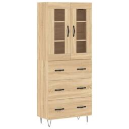 Berkfield Home Highboard Sonoma Oak 69.5x34x180 cm Engineered Wood in Tan