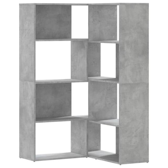 Berkfield Home Corner Bookcase 4-Tier Concrete Grey 85x85x140 cm Engineered Wood - Size: 85 x 85 x 140 cm - image 1