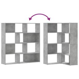 Berkfield Home Corner Bookcase 4-Tier Concrete Grey 85x85x140 cm Engineered Wood - Size: 85 x 85 x 140 cm - thumbnail 7