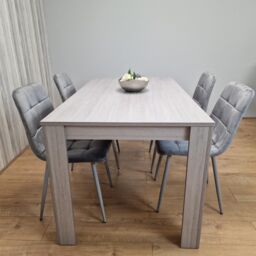 KOSY KOALA Dining Table & 4 Chairs Grey 4 Grey Velvet Chairs Wood Dining Set Furniture in Brown - thumbnail 7