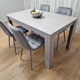 KOSY KOALA Dining Table & 4 Chairs Grey 4 Grey Velvet Chairs Wood Dining Set Furniture in Brown - thumbnail 6