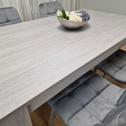 KOSY KOALA Dining Table & 4 Chairs Grey 4 Grey Velvet Chairs Wood Dining Set Furniture in Brown - thumbnail 8