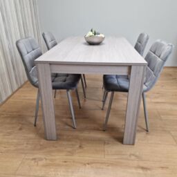 KOSY KOALA Dining Table & 4 Chairs Grey 4 Grey Velvet Chairs Wood Dining Set Furniture in Brown - thumbnail 3
